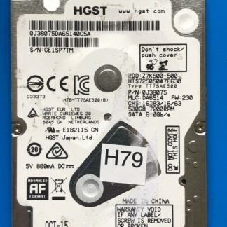 HGST HTS725050A7E630, PN 0J38075, MLC DA6514, 500GB SATA 2.5 Hard Drive