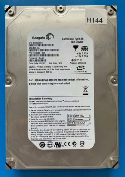 ST3750640A 9BJ048-305 5QD3Z9DB 3.AAE WU SEAGATE PATA 750GB 100406537