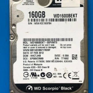 WD1600BEKT-00PVMT0, DCM HHCTJHB, Western Digital 160GB SATA 2.5 Hard Drive
