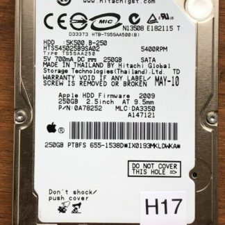 APPLE HITACHI HTS545025B9SA02 P/N: 0A78252 MLC: DA3350 250GB - THAILAND 0A90161