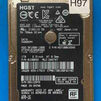 HGST HTS541010A9E662, PN 0J38093, MLC DA5747, 1TB SATA 2.5 Hard Drive