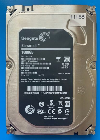 ST1000DM003 1CH162-048 Z1DBA6S5 AP19 TK SEAGATE SATA 1000GB 100717520 REV B
