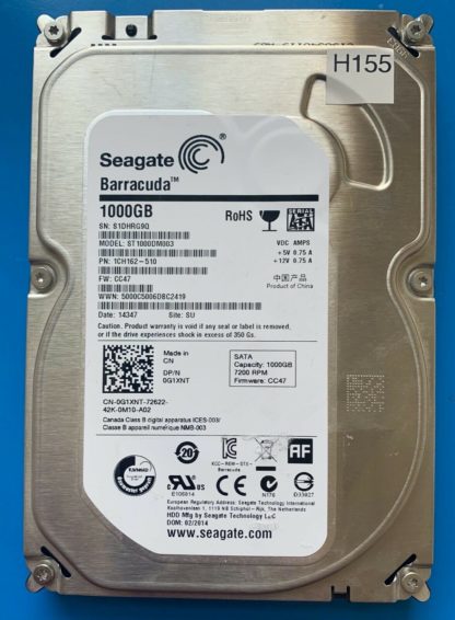ST1000DM003 1CH162-510 S1DHRG9Q CC47 SU SEAGATE SATA 1000GB 100717520 REV B