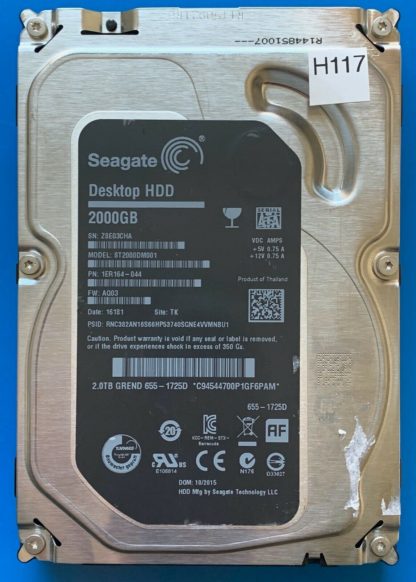 ST2000DM001 1ER164-044 Z8E03CHA AQ03 TK SEAGATE SATA 2000GB 100762568 REV A