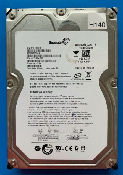 ST31000333AS 9FZ136-336 9TE1KNHK CC3H TK SEAGATE SATA 1000GB 100530756 REV A